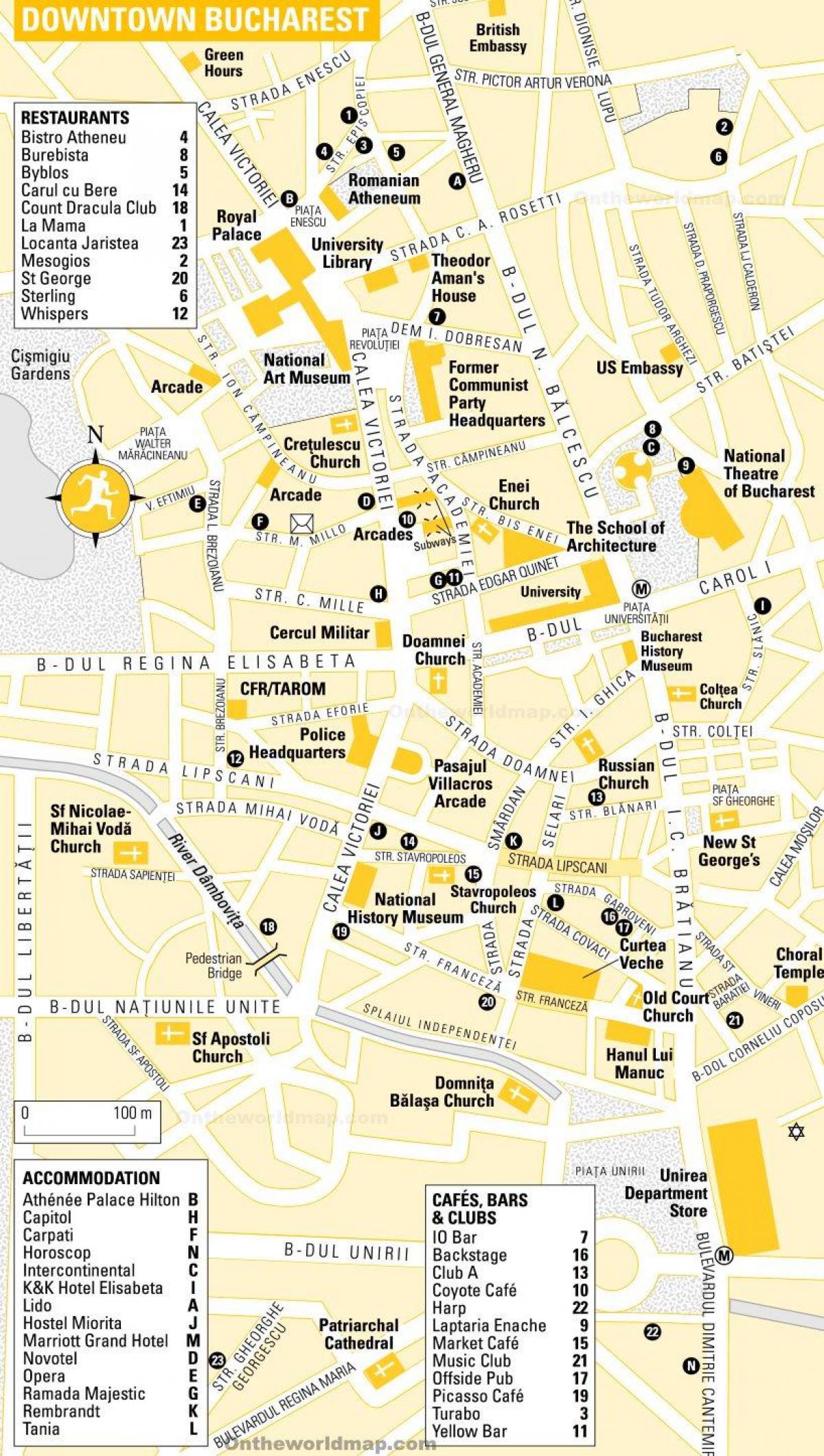 Mapa centrum Bukaresztu