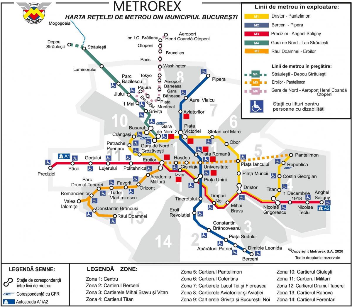 Mapa stacji metra w Bukareszcie