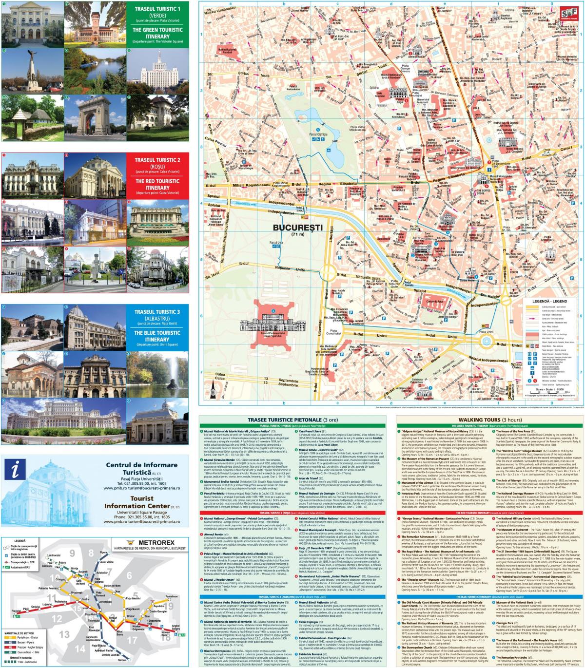 Mapa pieszych wycieczek po Bukareszcie